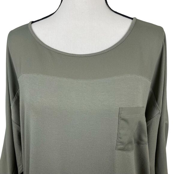 Chicos Collection Women’s Kylie Top 3/XL/16 Green Pocket 3/4 Sleeve Shirt - Picture 2 of 11